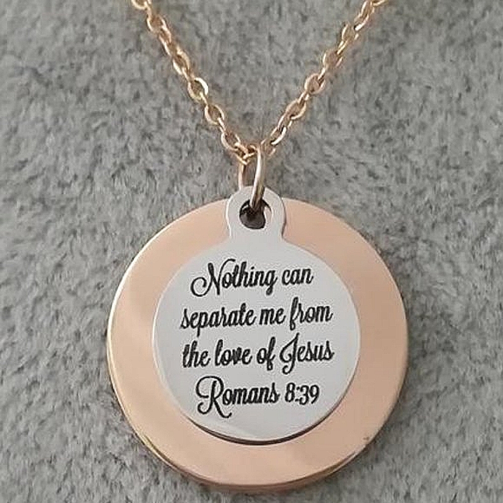 Rose Gold Christian Bible Verse Scripture Necklace